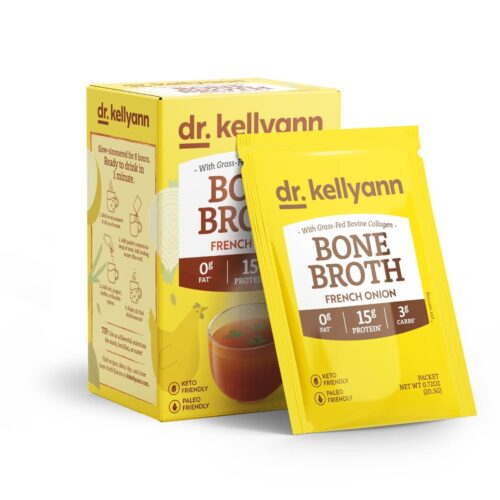 Dr. Kellyann French Onion Bone Broth Collagen Packets (7 Servings, 1 Box) - 16g Protein/Serving, 100% Grass-Fed Hydrolyzed Collagen, Keto & Paleo Friendly