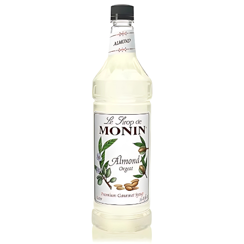 Monin - Almond Syrup, Sweet and Rich Nutty Aroma, Natural Flavors, Great for Coffee Drinks and Specialty Cocktails, Non-GMO, Gluten-Free (1 Liter)